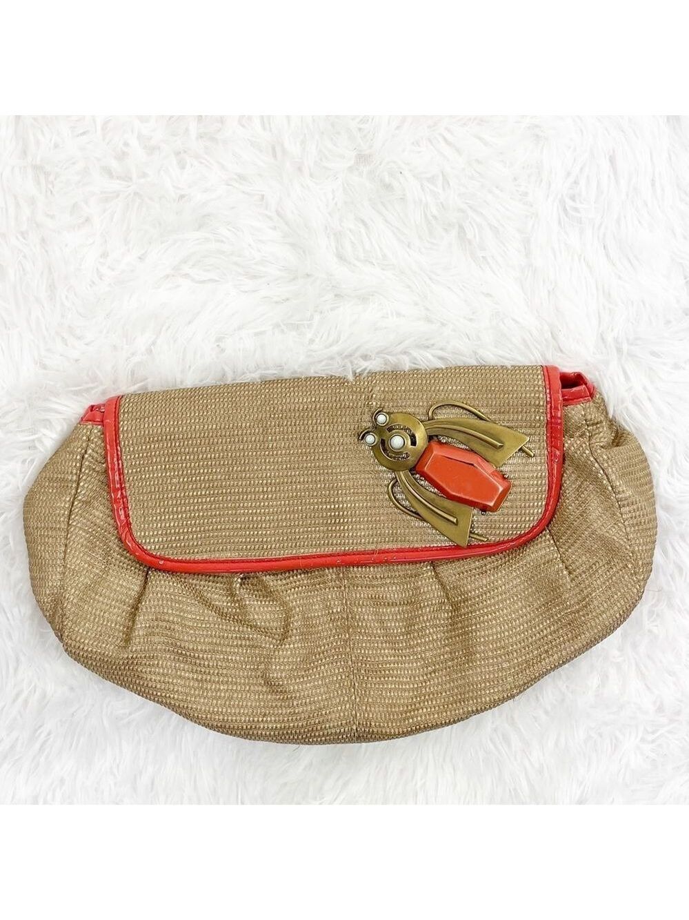 Stella McCartney Jeweled Beetle Basketweave Clutch Purse
